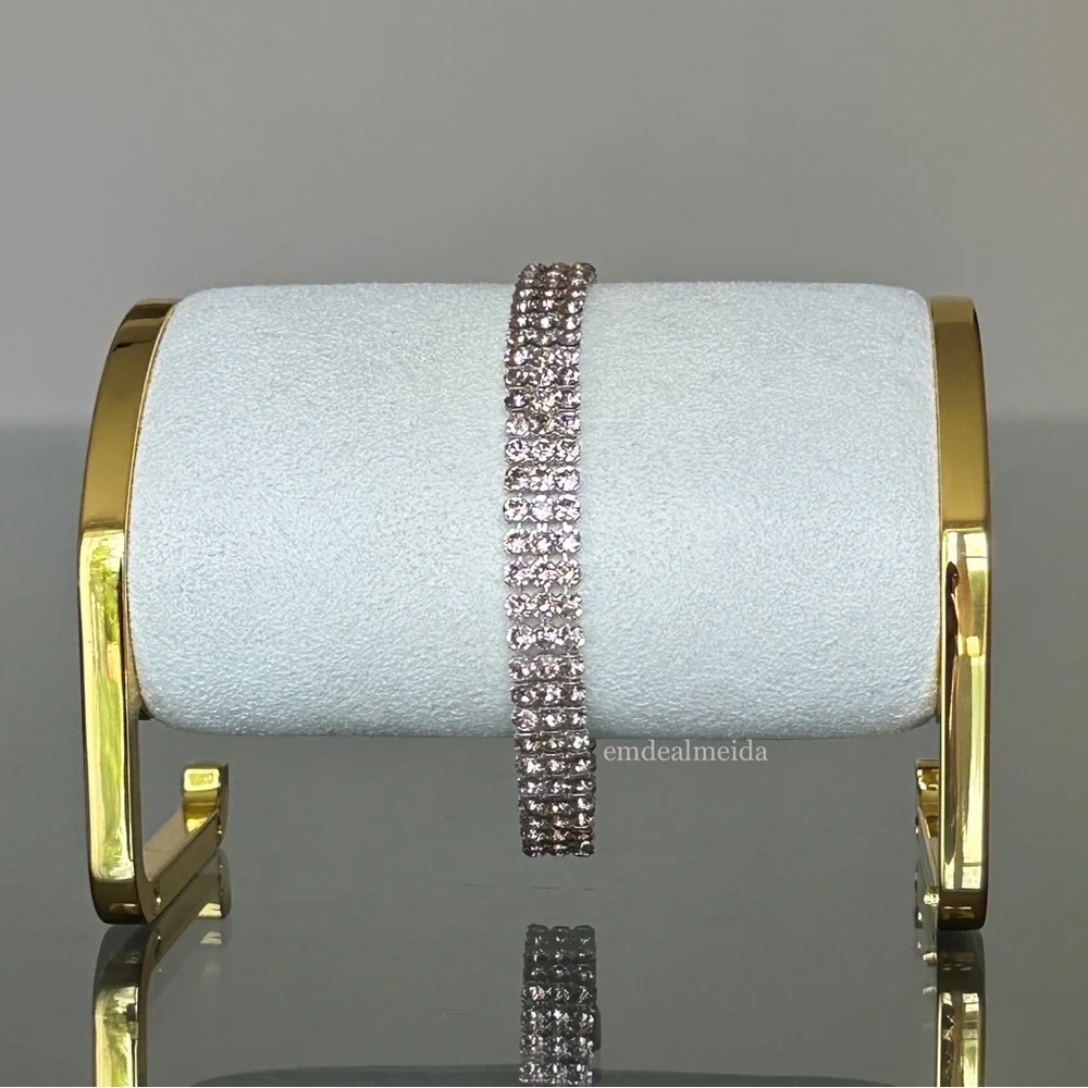SOLD - Swarovski Crystal Rose Gold Tone Fit Pink Mesh Bracelet 5381139 - Picture 5 of 11